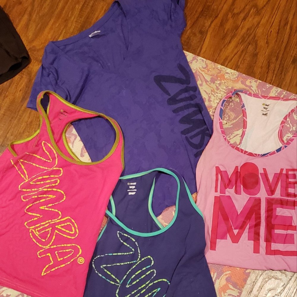 Zumba LOT Vintage 4 Tops tanks activewear fitness Med